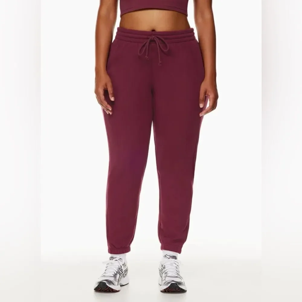 Tna NEW COZY FLEECE | PERFECT BOYFRIEND SWEATPANT | SPICED BURGUNDY